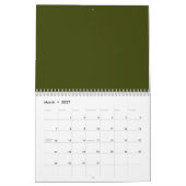 Calendrier Couleur solide vert olive foncé (Mar 2027)