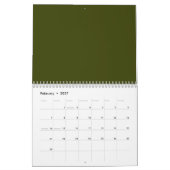 Calendrier Couleur solide vert olive foncé (Feb 2027)