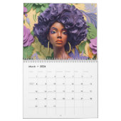 Calendrier couleur violet inspiré 2024 (Mar 2026)
