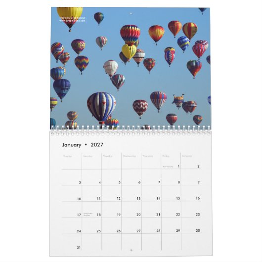 Calendrier Couleurs d'automne d'Albuquerque (Jan 2027)
