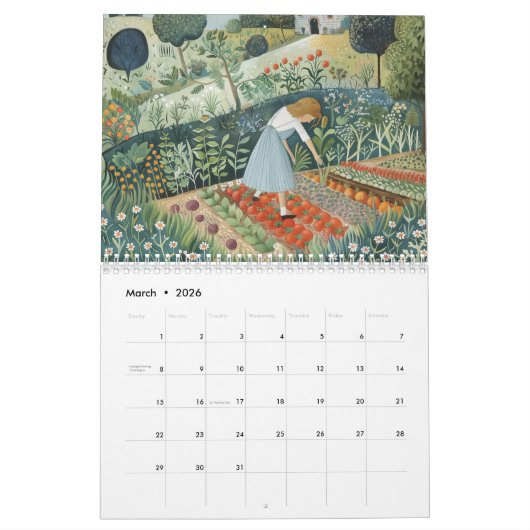 Calendrier Country Garden Fleurs d'art folkloriques Légumes (Mar 2026)