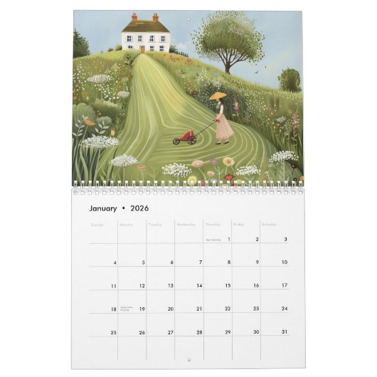 Calendrier Country Garden Fleurs d'art folkloriques Légumes (Jan 2026)