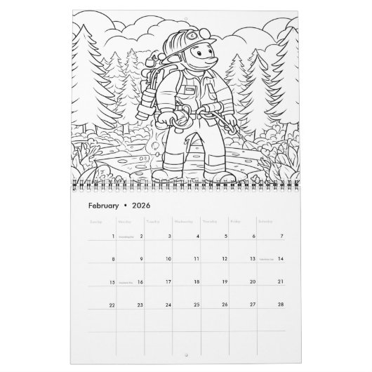 Calendrier Courageux pompiers Secourir Action 2025/2026 (Feb 2026)