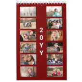 Calendrier Couverture Rouge Foncé Photo Moderne (Protection)