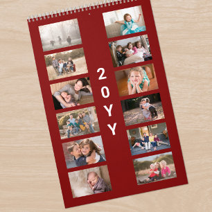 Calendrier Couverture Rouge Foncé Photo Moderne