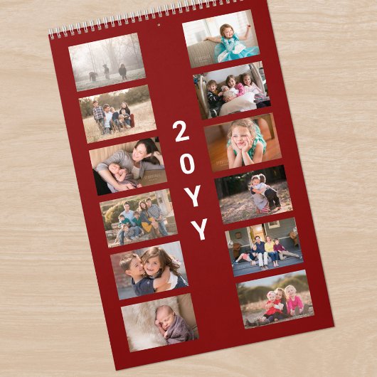 Calendrier Couverture Rouge Foncé Photo Moderne