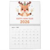 Calendrier cozy happy new year 2026 wall calendar (Mar 2027)