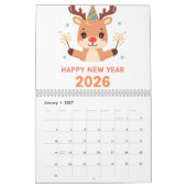 Calendrier cozy happy new year 2026 wall calendar (Jan 2027)