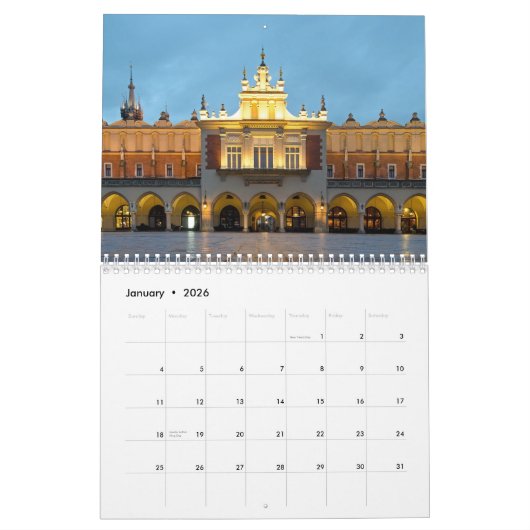 Calendrier Cracovie Pologne 2026 (Jan 2026)