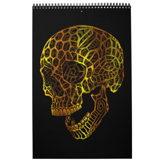 Calendrier Crâne Géométrique avec Motifs Complexes (Protection)