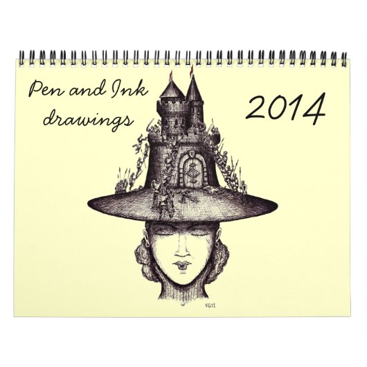 Calendrier créatif de l'art 2014 à l'encre de (Protection)