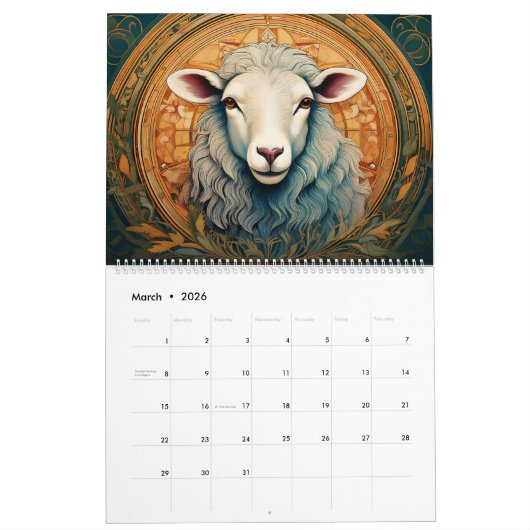 Calendrier Créatures Art Nouveau (Mar 2026)