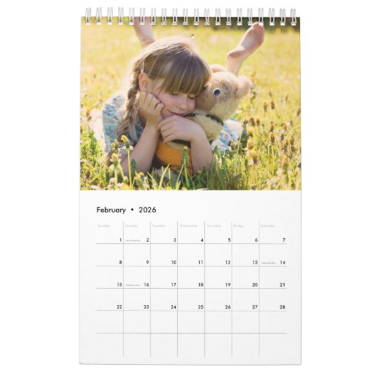 Calendrier Créez votre propre année de photo familiale (Feb 2026)