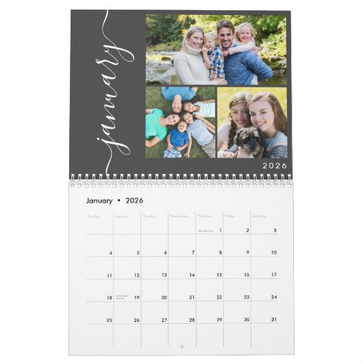 Calendrier Créez votre propre minimum de 3 photos Collage Scr (Jan 2026)