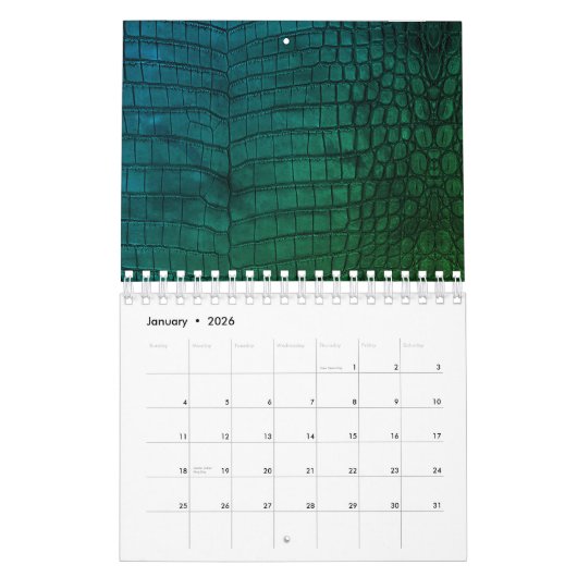 Calendrier Crocodile noir en cuir imprimé (Jan 2026)