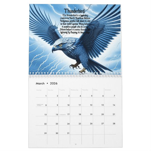 Calendrier Cryptids Bigfoot, Chupacabra, Mothman, Yeti (Mar 2026)