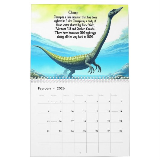 Calendrier Cryptids Bigfoot, Chupacabra, Mothman, Yeti (Feb 2026)