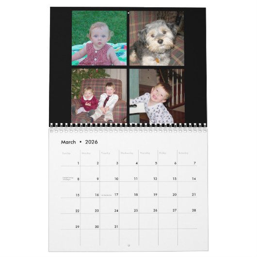 Calendrier Custom Modern Family 48 Photo Collage - noir (Mar 2026)