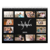 Calendrier Custom Monogram Name Black Photo (Protection)