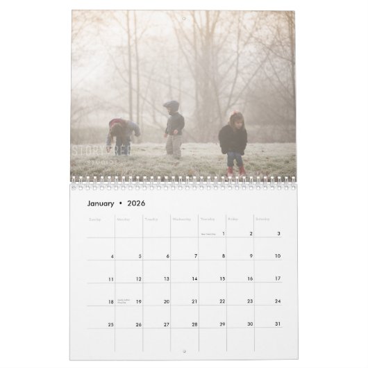 Calendrier Custom Monogram Name Green Photo (Jan 2026)