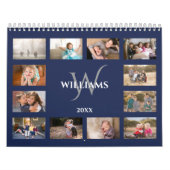 Calendrier Custom Monogram Name Navy Blue Photo (Protection)