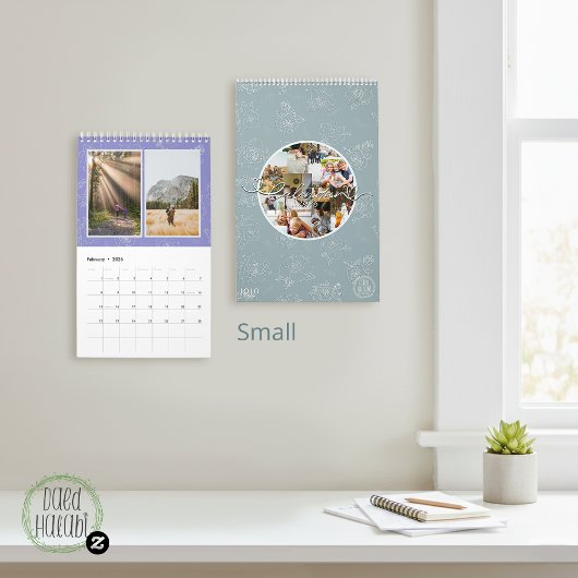 Calendrier Custom photo collage Rose Line Art 2026