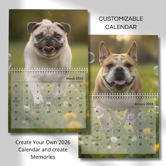 Calendrier Custom Poppy Dog 2026 Calendar