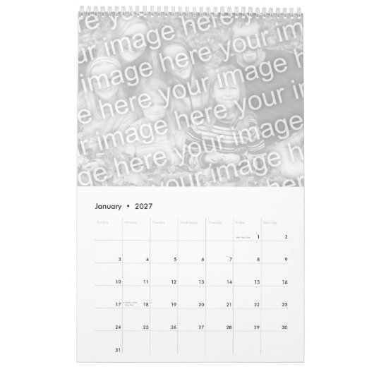 calendrier customizeable de fête des pères (Jan 2027)