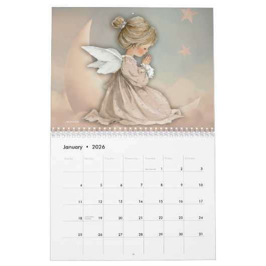 Calendrier Cute Angels 2026 (Jan 2026)