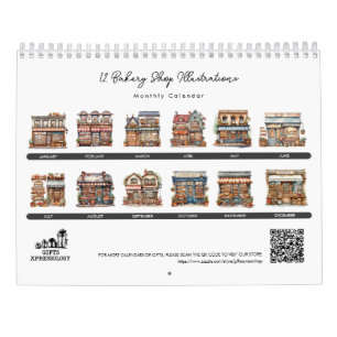 Calendrier Cute Aquarelle Boulangerie Boutique Pâtisserie Mag