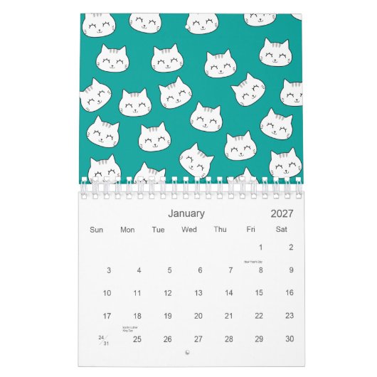 Calendrier Cute Chat Face Motif 2026 (Jan 2027)