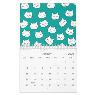 Calendrier Cute Chat Face Motif 2026