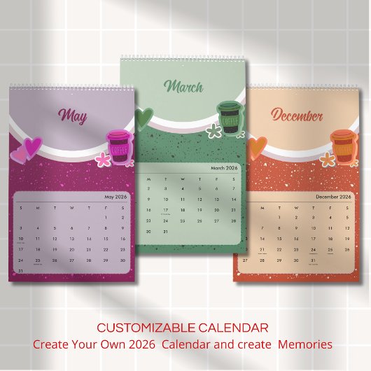 Calendrier Cute Coffee Cup 2026 Calendar