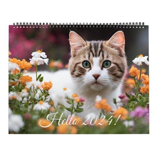 Calendrier Cute Kitten Cat Flower Daily mensuel annuel 2026 (Protection)