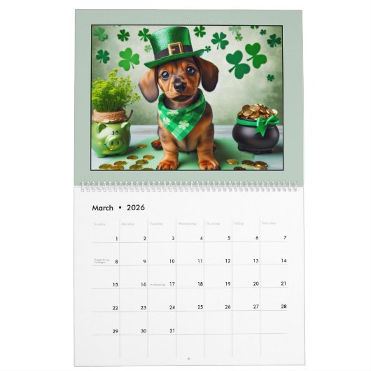 Calendrier Cute Puppies 2026 Calendar (Mar 2026)