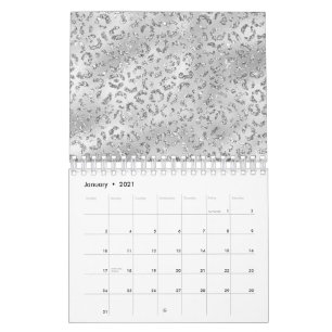 Calendrier Cute Silver Cheetah Leopard Motif d'impression