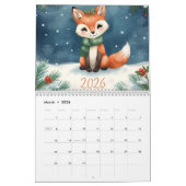 Calendrier cute winter fox new year 2026 (Mar 2026)
