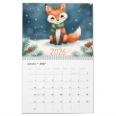 Calendrier cute winter fox new year 2026 (Jan 2027)
