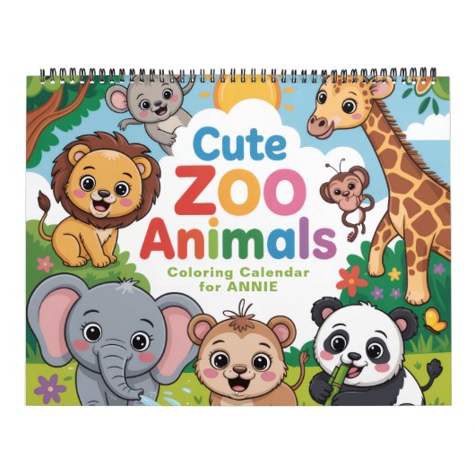 Calendrier Cute Zoo Animals Coloring Calendar (Protection)