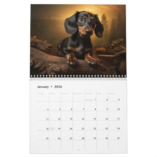 Calendrier Dachshund (Jan 2026)