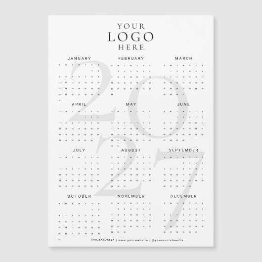 Calendrier d'affaires Logo Magnet Blanc Moderne 20 (Devant)