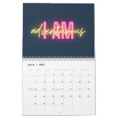 Calendrier d'affirmation moderne Neon Rainbow (Mar 2027)