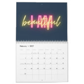 Calendrier d'affirmation moderne Neon Rainbow (Feb 2027)