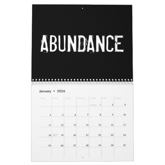 Calendrier d'affirmations de positivité (Jan 2026)