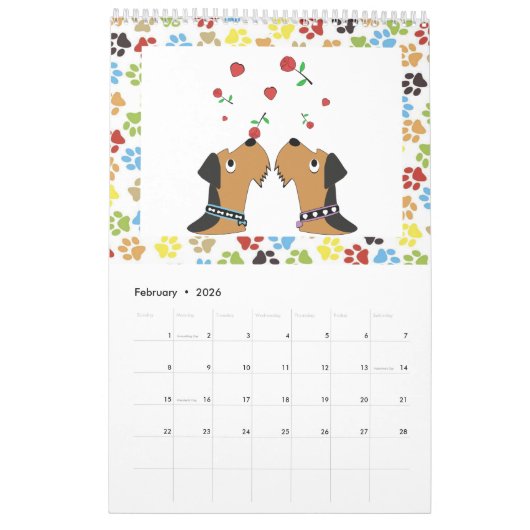 Calendrier d'Airedale Terrier (Feb 2026)