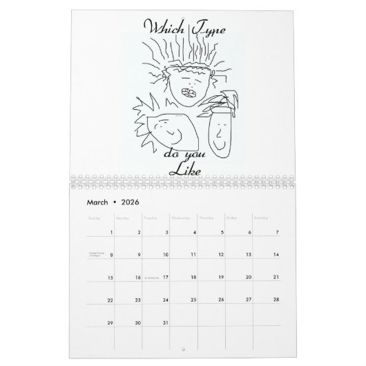 Calendrier d'amusement de collection de faces les (Mar 2026)