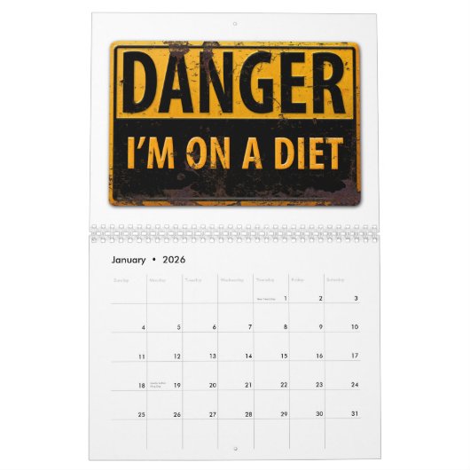 Calendrier DANGER SIGNES Drôle Avertissement Attention Signal (Jan 2026)