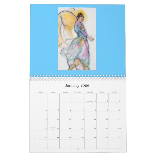 Calendrier d'anges : Dessins en pastel Uncropped (Jan 2026)