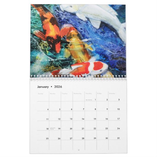 Calendrier d'aquarelle de PMACarlson Koi (Jan 2026)