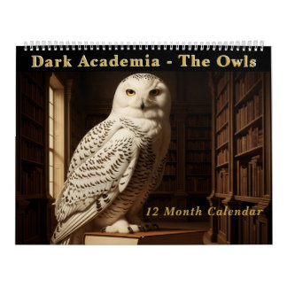 Calendrier Dark Academia Vintage Owl Oil Portraits Gothic